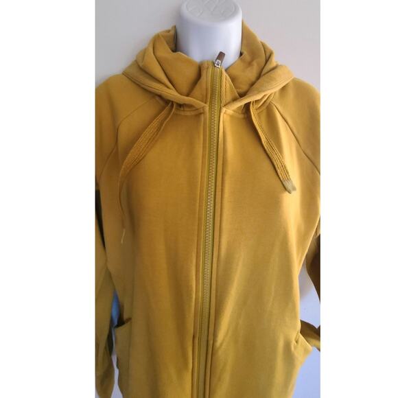 Athleta Triumph Hoodie Mustard Yellow Full Zip Sweatshirt Large - Picture 4 of 6